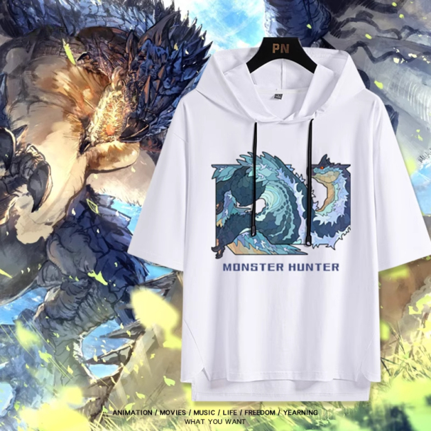 魔物獵人新款 親子情侶男女款連帽短袖T恤