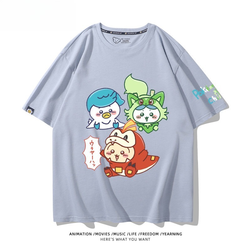 Chiikawa X 寶可夢 2026親子情侶男女同款 印花短袖T恤