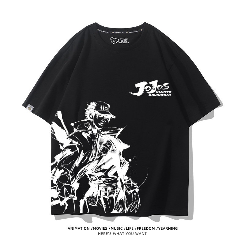 JOJO的奇妙冒險飆馬野郎周邊 男女同款親子情侶 印花短袖T恤