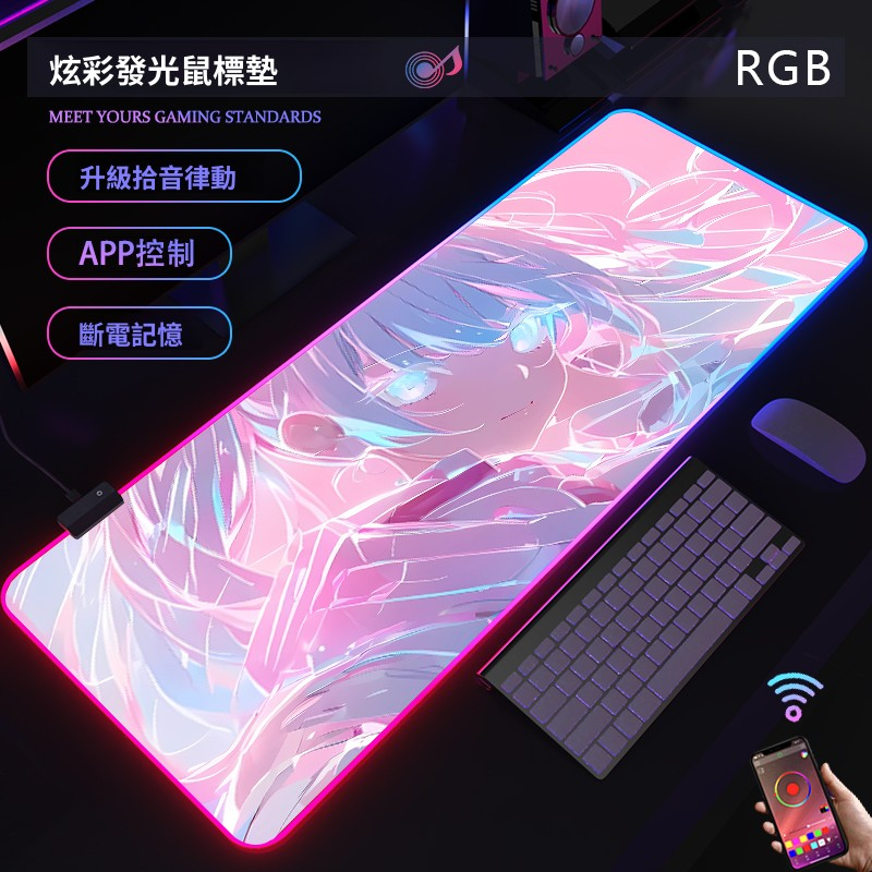 動漫RGB發光 主題桌墊 布質滑鼠墊 【支持客製化，聯係客服】-CASEZONE