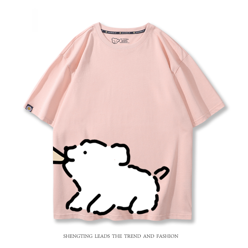 線條小狗 2024親子情侶男女同款 T恤