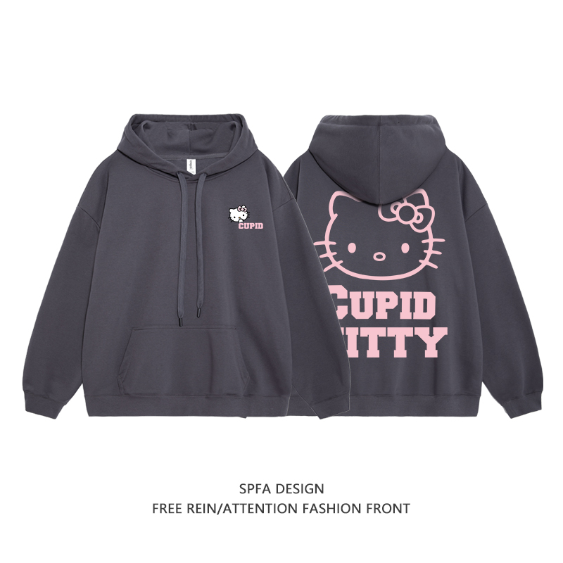 HelloKitty新款 寬鬆百搭 秋冬款 寬鬆連帽衛衣-CASEZONE