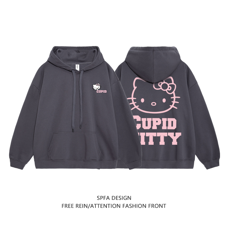 HelloKitty新款 寬鬆百搭 秋冬款 寬鬆連帽衛衣-CASEZONE