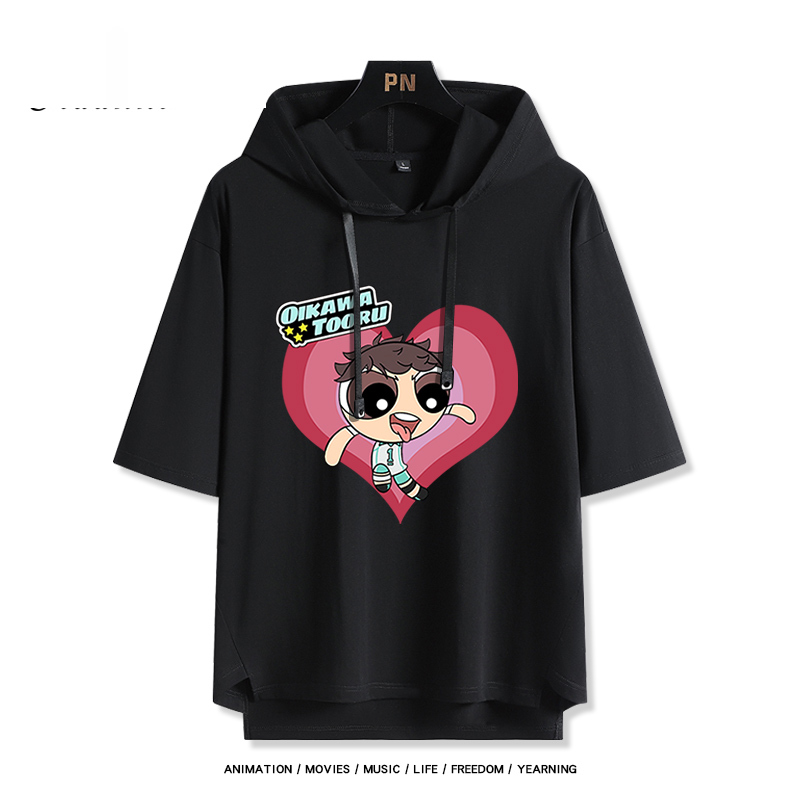 飛天小女警 x 排球少年 連帽短袖T恤