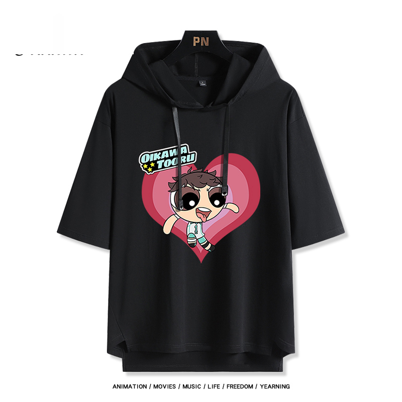 飛天小女警 x 排球少年 連帽短袖T恤