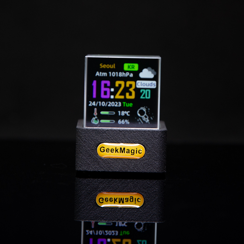 GeekMagic 迷你透明 WiFi 天氣時鐘｜創意桌面擺件顯示器｜現代科技風禮物推薦-CASEZONE