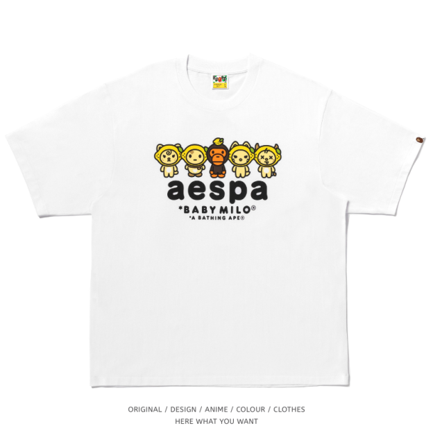 BAPE X AESPA 聯名風格短袖T恤｜純棉潮流上衣 KPOP韓團粉絲周邊