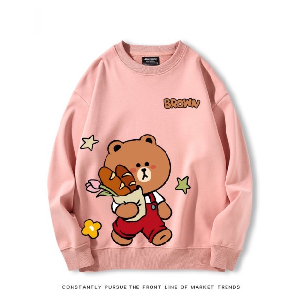 布朗熊可妮兔 秋冬新款 親子情侶裝圓領長袖