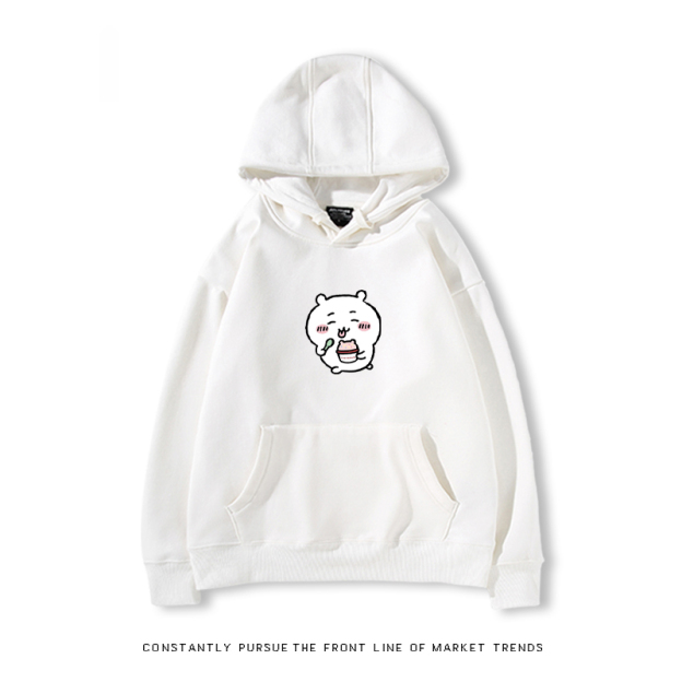 Chiikawa聯名衛衣2024秋冬新款親子情侶裝薄絨款連帽衛衣