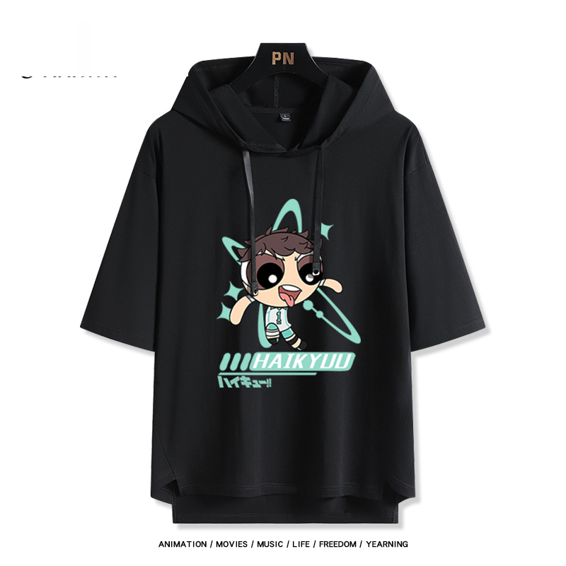 飛天小女警 x 排球少年 連帽短袖T恤