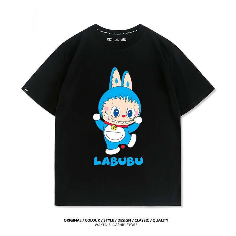 LabubuX哆啦A夢 印花短袖T恤-CASEZONE