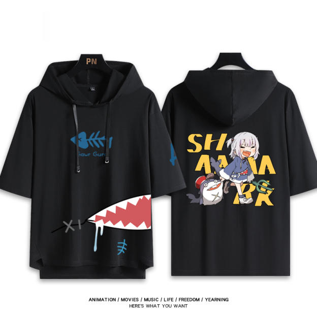 Vtuber HOLOLIVE 連帽短袖T恤 噶嗚·古拉 がうる・ぐら Gawr Gura