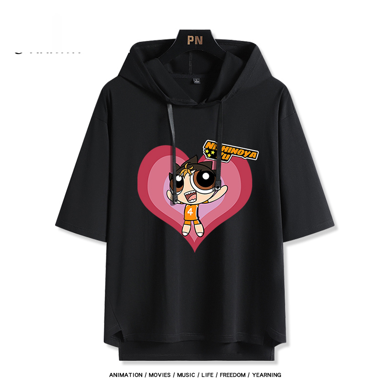 飛天小女警 x 排球少年 連帽短袖T恤