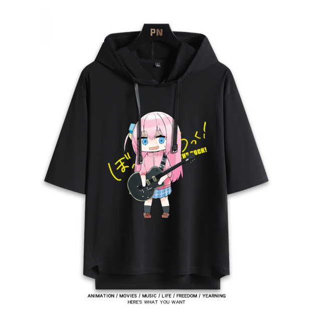 孤獨搖滾新款 親子情侶男女款連帽短袖T恤