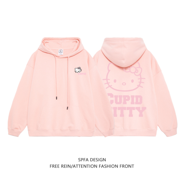 HelloKitty新款 寬鬆百搭 秋冬款 寬鬆連帽衛衣-CASEZONE