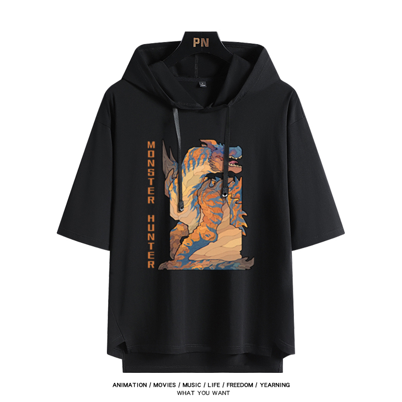 魔物獵人新款 親子情侶男女款連帽短袖T恤