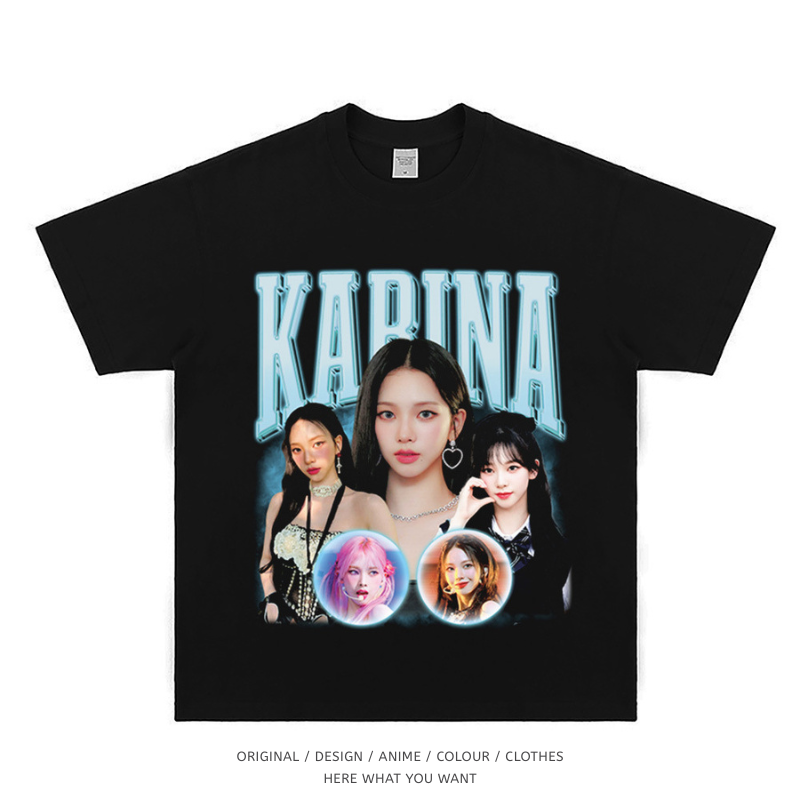 aespa Karina 美式复古純棉短袖T恤