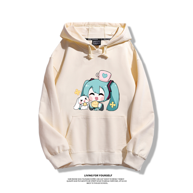 初音未來聯名衛衣2024秋冬新款親子情侶裝薄絨款連帽衛衣