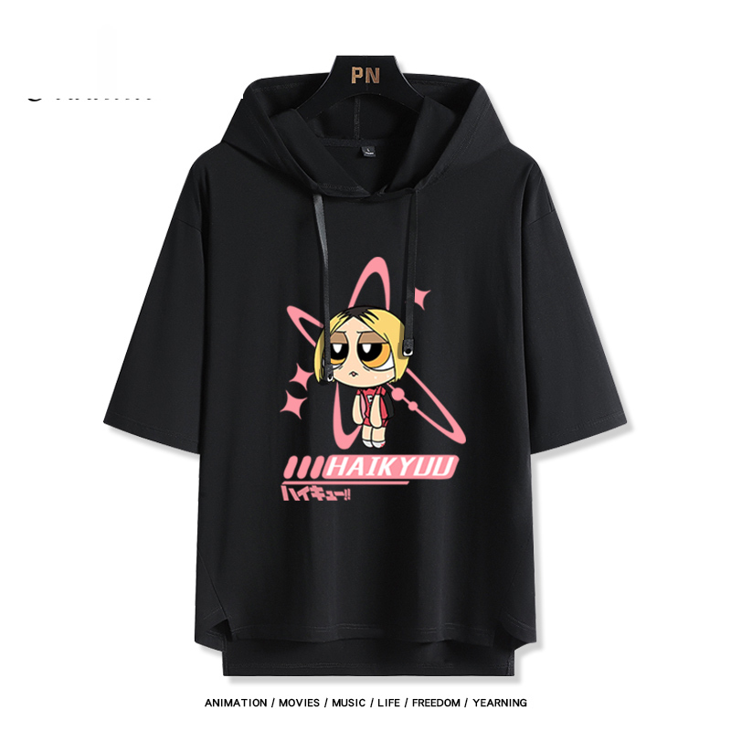 飛天小女警 x 排球少年 連帽短袖T恤