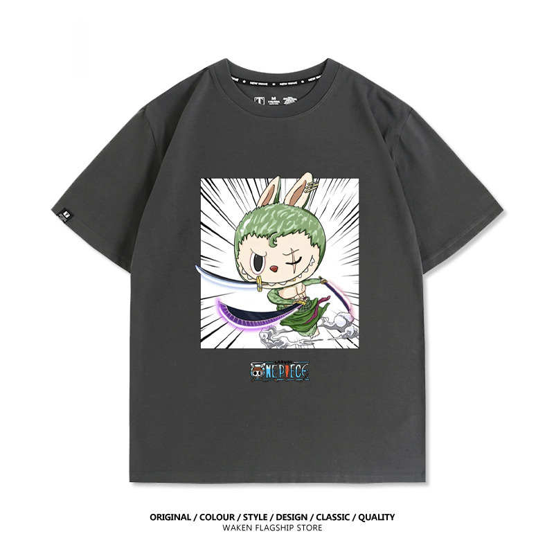 LabubuX海賊索隆 印花短袖T恤-CASEZONE