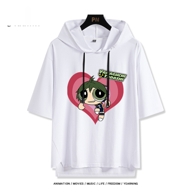 飛天小女警 x 排球少年 連帽短袖T恤