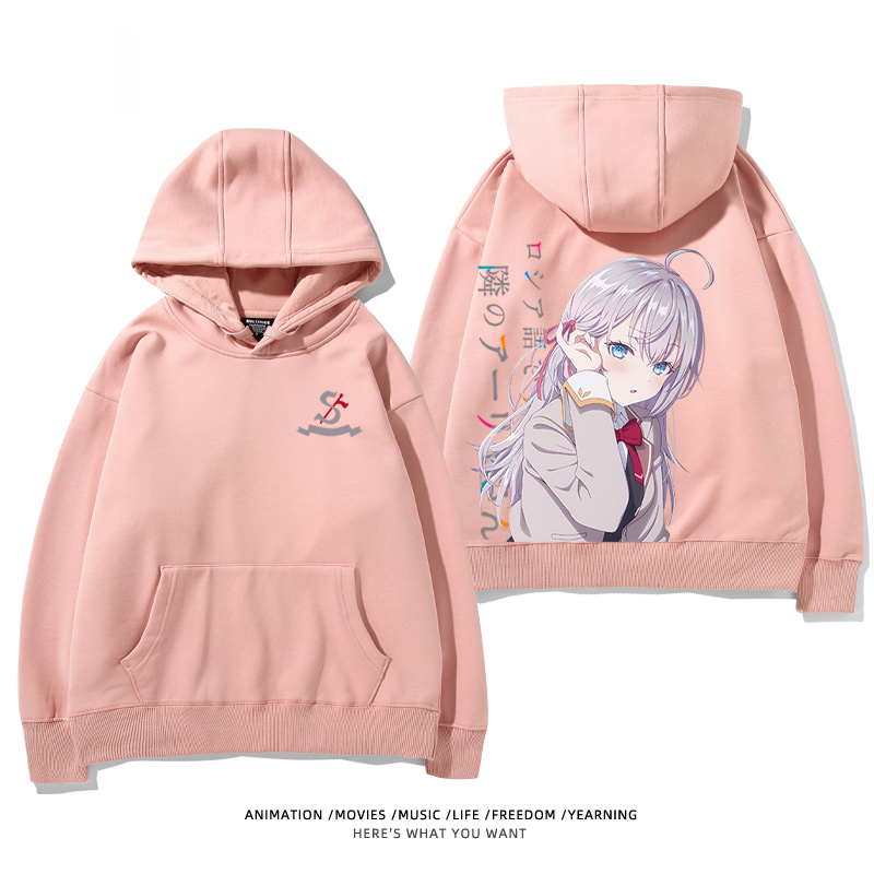 不時輕聲地以俄語遮羞的鄰座艾莉同學新款 親子情侶男女款連帽衛衣-CASEZONE