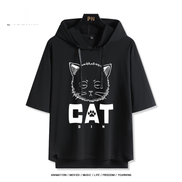 銀魂 定春 連帽短袖T恤