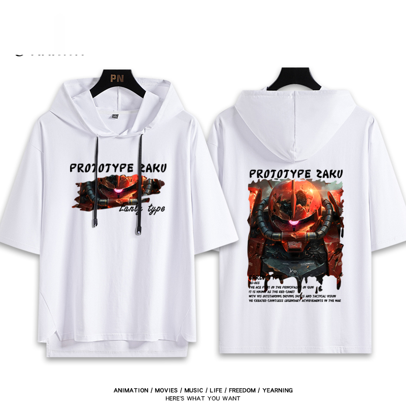 機動戰士鋼彈新款 親子情侶男女款連帽短袖T恤