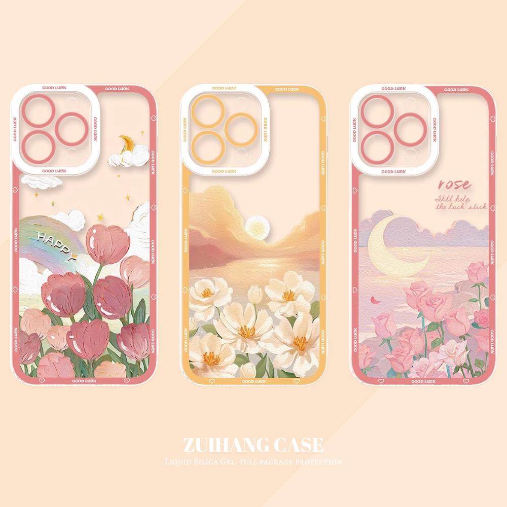 花海油畫透明防摔軟殼-CASEZONE