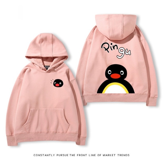 企鵝Pingu 秋冬新款 親子情侶裝連帽衛衣