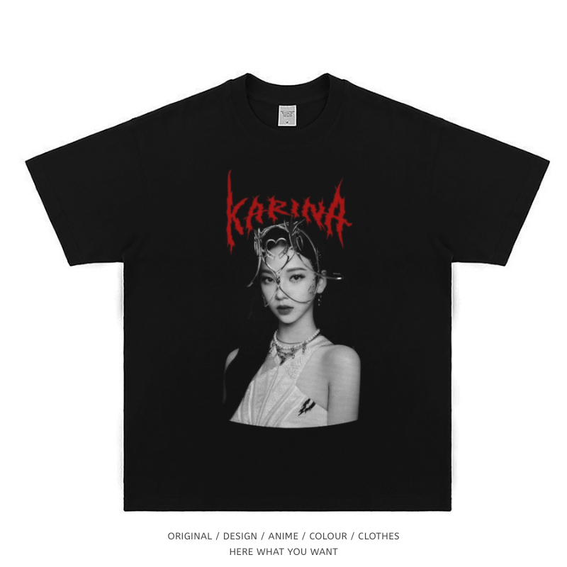aespa Karina 美式复古純棉短袖T恤
