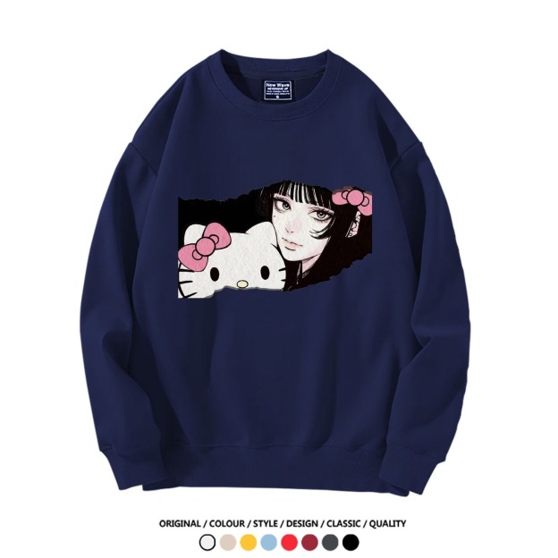 伊藤潤二X三麗鷗富江Hello kitty聯名男女同款 圓領長袖