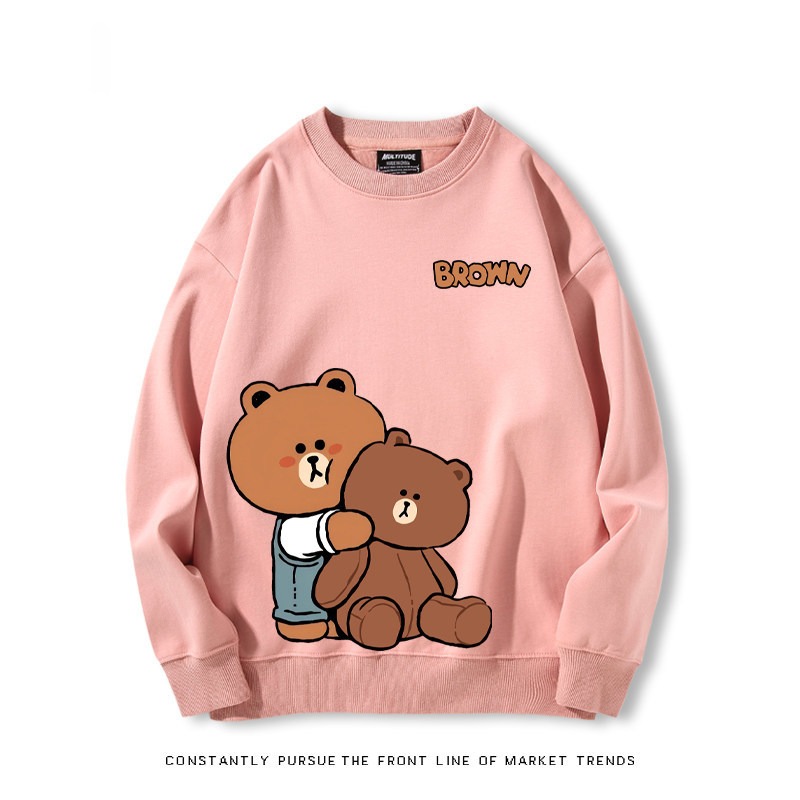 布朗熊可妮兔 秋冬新款 親子情侶裝圓領長袖