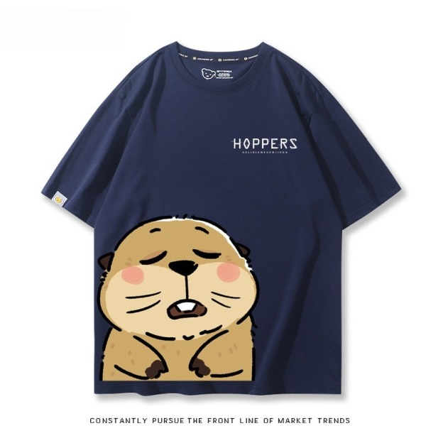 河狸世界 2026親子情侶男女同款 印花短袖T恤