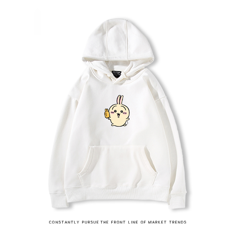 Chiikawa聯名衛衣2024秋冬新款親子情侶裝薄絨款連帽衛衣