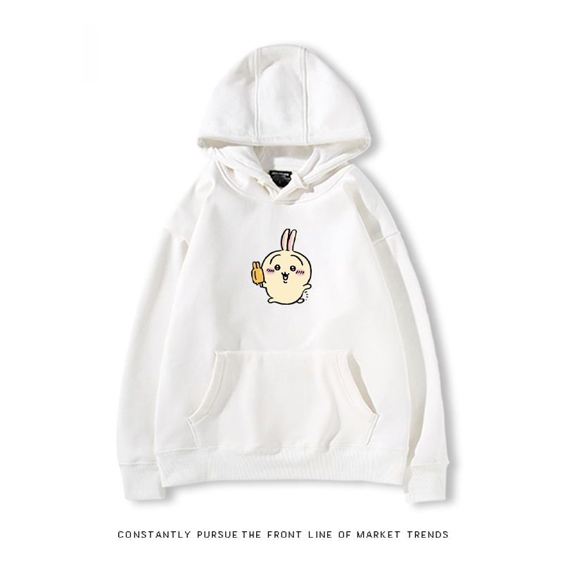 Chiikawa聯名衛衣2024秋冬新款親子情侶裝薄絨款連帽衛衣