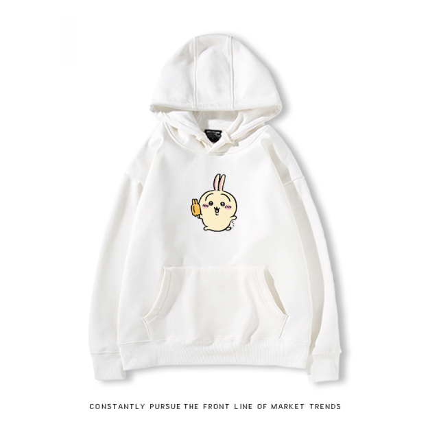 Chiikawa聯名衛衣2024秋冬新款親子情侶裝薄絨款連帽衛衣