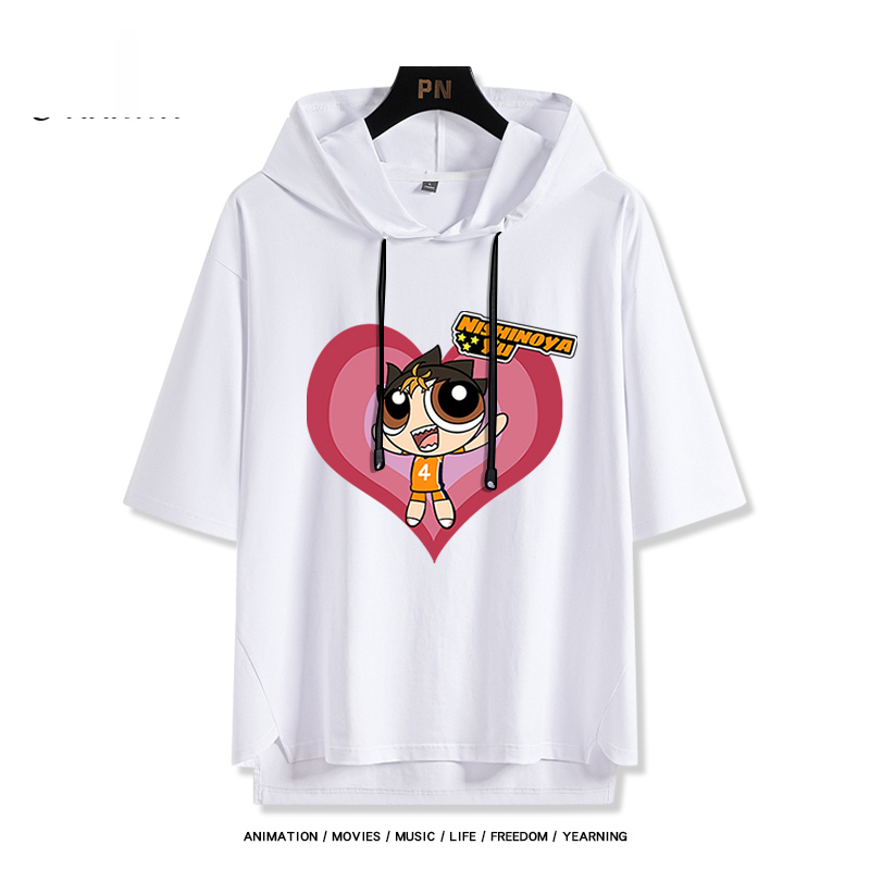 飛天小女警 x 排球少年 連帽短袖T恤