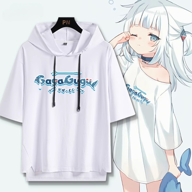 Vtuber HOLOLIVE 連帽短袖T恤 噶嗚·古拉 がうる・ぐら Gawr Gura-CASEZONE