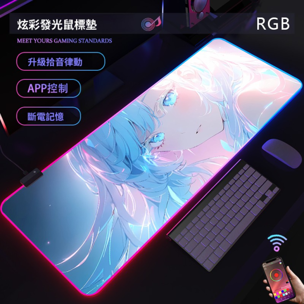 動漫RGB發光 主題桌墊 布質滑鼠墊 【支持客製化，聯係客服】-CASEZONE