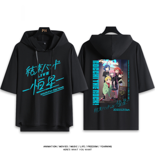 孤獨搖滾新款 親子情侶男女款連帽短袖T恤