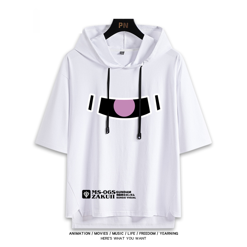 機動戰士鋼彈新款 親子情侶男女款連帽短袖T恤