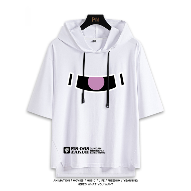 機動戰士鋼彈新款 親子情侶男女款連帽短袖T恤