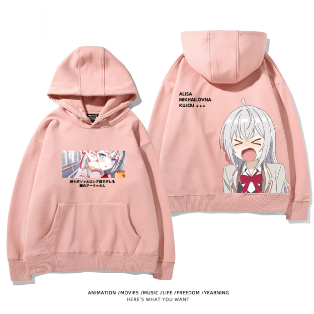 不時輕聲地以俄語遮羞的鄰座艾莉同學新款 親子情侶男女款連帽衛衣-CASEZONE