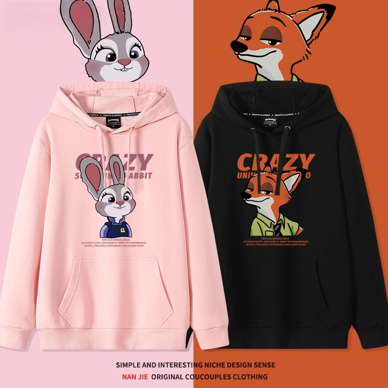 瘋狂動物城朱迪尼克 聯名衛衣2025秋冬新款 親子情侶裝連帽衛衣