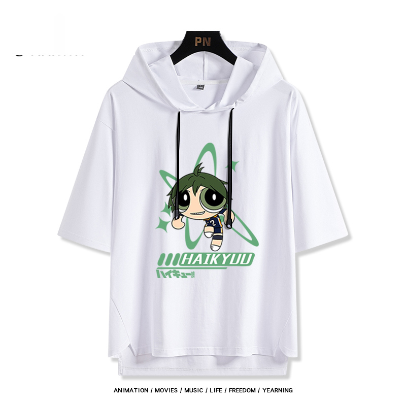 飛天小女警 x 排球少年 連帽短袖T恤