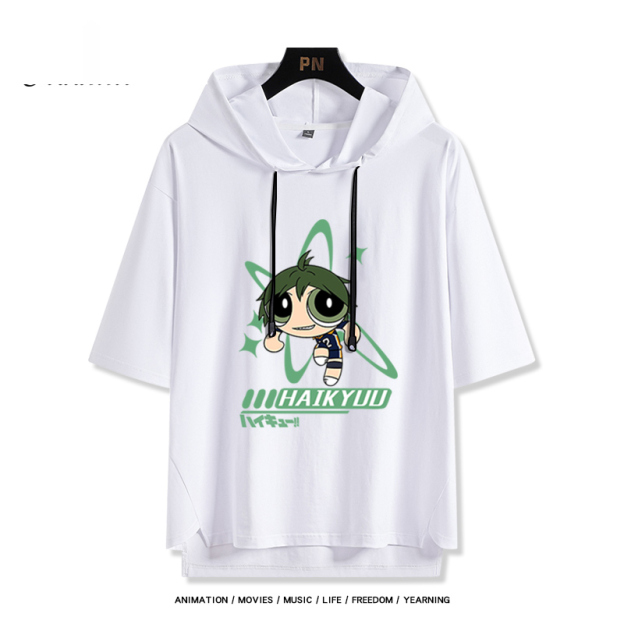 飛天小女警 x 排球少年 連帽短袖T恤