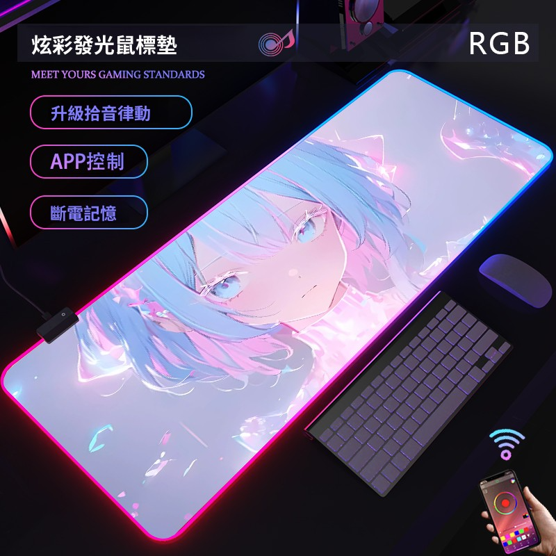 動漫RGB發光 主題桌墊 布質滑鼠墊 【支持客製化，聯係客服】-CASEZONE