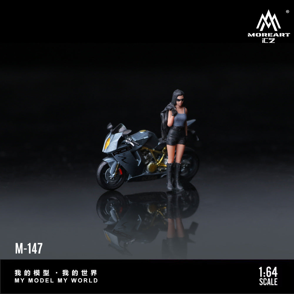 MoreArt1:64  KTM1190灰色靚女摩托人偶仿真樹脂模型-CASEZONE