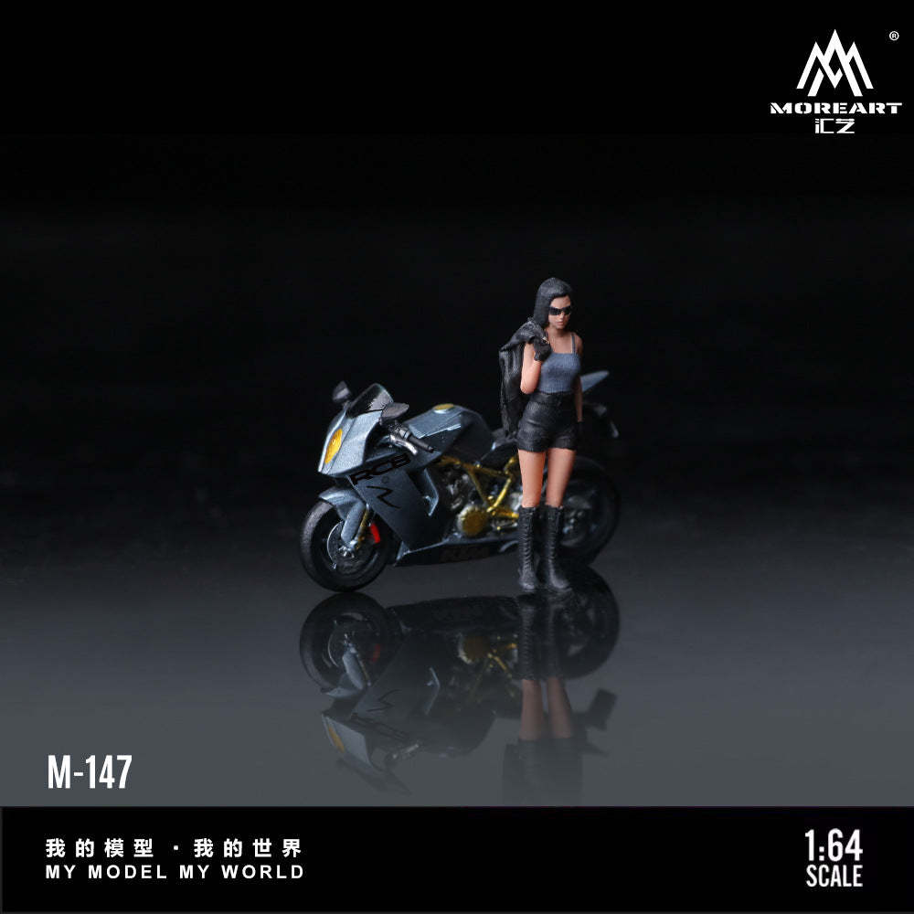 MoreArt1:64  KTM1190灰色靚女摩托人偶仿真樹脂模型-CASEZONE